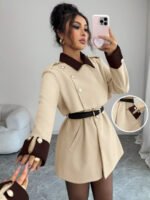 ⁦Elenzga معطف فاخر أنيق، بدون حزام⁩ - الصورة ⁦14⁩