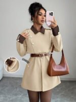 ⁦Elenzga معطف فاخر أنيق، بدون حزام⁩ - الصورة ⁦16⁩