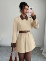 ⁦Elenzga معطف فاخر أنيق، بدون حزام⁩ - الصورة ⁦18⁩