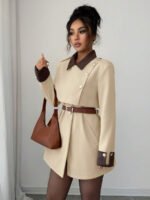 ⁦Elenzga معطف فاخر أنيق، بدون حزام⁩ - الصورة ⁦19⁩