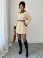 ⁦Elenzga معطف فاخر أنيق، بدون حزام⁩ - الصورة ⁦20⁩