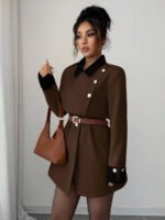 ⁦Elenzga معطف فاخر أنيق، بدون حزام⁩ - الصورة ⁦23⁩