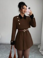 ⁦Elenzga معطف فاخر أنيق، بدون حزام⁩ - الصورة ⁦25⁩