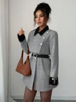 ⁦Elenzga معطف فاخر أنيق، بدون حزام⁩ - الصورة ⁦32⁩