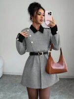 ⁦Elenzga معطف فاخر أنيق، بدون حزام⁩ - الصورة ⁦33⁩