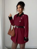 ⁦Elenzga معطف فاخر أنيق، بدون حزام⁩ - الصورة ⁦37⁩