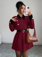 ⁦Elenzga معطف فاخر أنيق، بدون حزام⁩ - الصورة ⁦38⁩