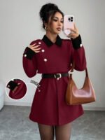 ⁦Elenzga معطف فاخر أنيق، بدون حزام⁩ - الصورة ⁦39⁩