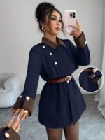 ⁦Elenzga معطف فاخر أنيق، بدون حزام⁩ - الصورة ⁦42⁩