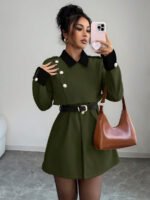 ⁦Elenzga معطف فاخر أنيق، بدون حزام⁩ - الصورة ⁦53⁩