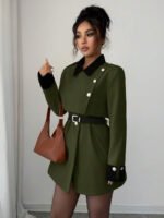 ⁦Elenzga معطف فاخر أنيق، بدون حزام⁩ - الصورة ⁦54⁩