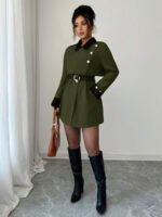 ⁦Elenzga معطف فاخر أنيق، بدون حزام⁩ - الصورة ⁦55⁩