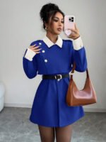 ⁦Elenzga معطف فاخر أنيق، بدون حزام⁩ - الصورة ⁦59⁩