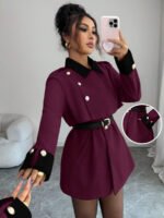 ⁦Elenzga معطف فاخر أنيق، بدون حزام⁩ - الصورة ⁦63⁩