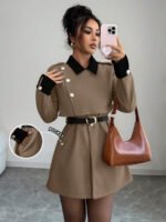 ⁦Elenzga معطف فاخر أنيق، بدون حزام⁩ - الصورة ⁦74⁩