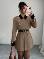 ⁦Elenzga معطف فاخر أنيق، بدون حزام⁩ - الصورة ⁦75⁩