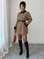 ⁦Elenzga معطف فاخر أنيق، بدون حزام⁩ - الصورة ⁦76⁩