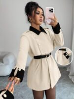 ⁦Elenzga معطف فاخر أنيق، بدون حزام⁩ - الصورة ⁦77⁩