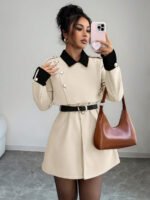 ⁦Elenzga معطف فاخر أنيق، بدون حزام⁩ - الصورة ⁦79⁩