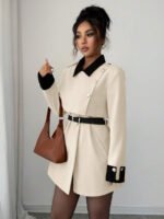 ⁦Elenzga معطف فاخر أنيق، بدون حزام⁩ - الصورة ⁦82⁩