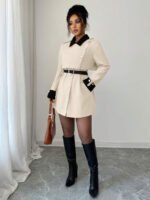 ⁦Elenzga معطف فاخر أنيق، بدون حزام⁩ - الصورة ⁦83⁩