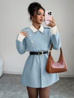 ⁦Elenzga معطف فاخر أنيق، بدون حزام⁩ - الصورة ⁦88⁩