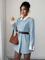 ⁦Elenzga معطف فاخر أنيق، بدون حزام⁩ - الصورة ⁦89⁩