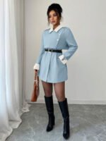 ⁦Elenzga معطف فاخر أنيق، بدون حزام⁩ - الصورة ⁦90⁩