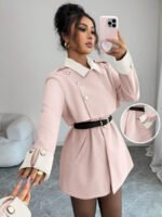 ⁦Elenzga معطف فاخر أنيق، بدون حزام⁩ - الصورة ⁦91⁩