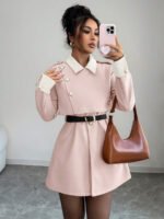 ⁦Elenzga معطف فاخر أنيق، بدون حزام⁩ - الصورة ⁦94⁩