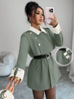 ⁦Elenzga معطف فاخر أنيق، بدون حزام⁩ - الصورة ⁦98⁩