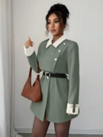 ⁦Elenzga معطف فاخر أنيق، بدون حزام⁩ - الصورة ⁦100⁩