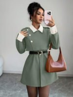 ⁦Elenzga معطف فاخر أنيق، بدون حزام⁩ - الصورة ⁦101⁩