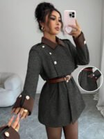 ⁦Elenzga معطف فاخر أنيق، بدون حزام⁩ - الصورة ⁦105⁩