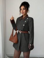 ⁦Elenzga معطف فاخر أنيق، بدون حزام⁩ - الصورة ⁦108⁩