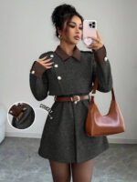 ⁦Elenzga معطف فاخر أنيق، بدون حزام⁩ - الصورة ⁦109⁩