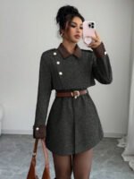 ⁦Elenzga معطف فاخر أنيق، بدون حزام⁩ - الصورة ⁦110⁩