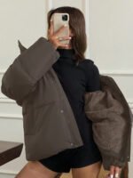 DAZY معطف شتوي نسائي مبطن بلون موحد