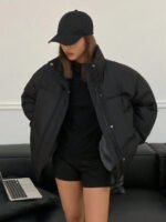 ⁦DAZY معطف شتوي نسائي مبطن بلون موحد⁩ - الصورة ⁦4⁩