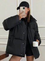 ⁦DAZY معطف شتوي نسائي مبطن بلون موحد⁩ - الصورة ⁦8⁩