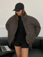 ⁦DAZY معطف شتوي نسائي مبطن بلون موحد⁩ - الصورة ⁦14⁩