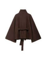 ⁦معطف صوف نسائي قصير بحزام وياقة عالية⁩ - الصورة ⁦12⁩