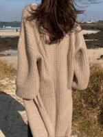 ⁦كارديجان محبوك بأكمام واسعه بتصميم كوري⁩ - الصورة ⁦4⁩