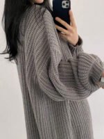 ⁦كارديجان محبوك بأكمام واسعه بتصميم كوري⁩ - الصورة ⁦13⁩