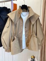 ⁦معطف ترنش بجيب سحاب وأزرار أمامية⁩ - الصورة ⁦2⁩