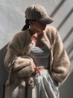 ⁦كارديجان نسائي فضفاض ناعم ومنفوش⁩ - الصورة ⁦4⁩