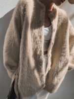 ⁦كارديجان نسائي فضفاض ناعم ومنفوش⁩ - الصورة ⁦5⁩