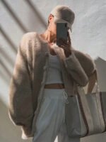 ⁦كارديجان نسائي فضفاض ناعم ومنفوش⁩ - الصورة ⁦9⁩