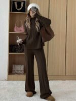 ⁦SHEIN EZwear طقم قطعتين نسائي بلوزة وبنطلون⁩ - الصورة ⁦8⁩