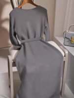 ⁦GlowEve فستان صوفي بأكمام طويلة وياقة طاقم⁩ - الصورة ⁦3⁩